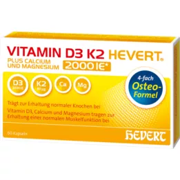 VITAMIN D3 K2 Hevert plus Ca Mg 2.000 IU/2 κάψουλες, 60 τεμ