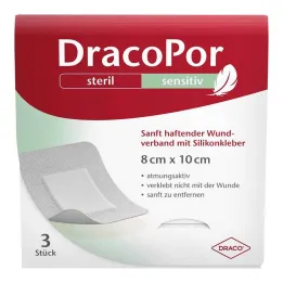 Dracopor sensitive 8x10 cm αποστειρωμένο με κόλλα σιλικόνης, 3 τεμ