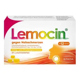 Lemocin® για πονόλαιμο με γεύση μέλι και λεμόνι, 24 τεμ