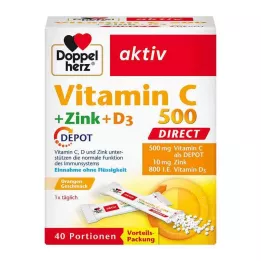 DOPPELHERZ Vitamin C 500+Zinc+D3 Depot DIRECT Pel., 40 τεμ