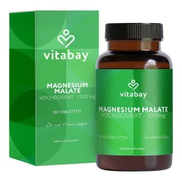 Magnesium Malate 1000 mg vegan δισκία υψηλής δόσης, 180 τεμ