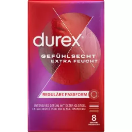 DUREX Προφυλακτικά με έξτρα υγρασία με πραγματική αίσθηση, 8 τεμαχίων