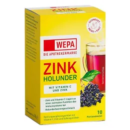 Wepa zinc elderberry + βιταμίνη C + ψευδάργυρος σε σκόνη χωρίς ζάχαρη, 10x10 g
