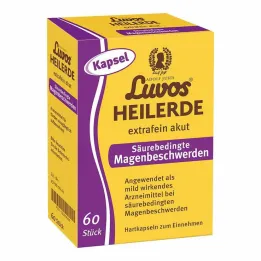 Luvos healing πηλός εξαιρετικά λεπτή οξεία οξέα που σχετίζονται με προβλήματα στομάχου κάψουλες, 60 τεμάχια