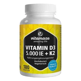 Βιταμίνη D3 K2 5000 IU / 100 μg δισκία υψηλής δόσης, 180 τεμάχια