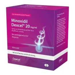 Minoxidil Dexcel 20 mg / ml σπρέι για χρήση στο τριχωτό της κεφαλής, 3x60 ml