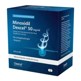 Minoxidil Dexcel 50 mg / ml σπρέι για χρήση στο τριχωτό της κεφαλής, 3x60 ml