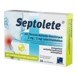 Σεπτολέτα με γεύση λεμόνι-σαμπούκο 3 mg/1 mg παστίλιες, 16 τεμ