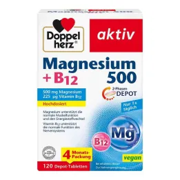 Doppelherz Magnesium 500 + B12 2-Phase Depot Tablets, 120 τεμ