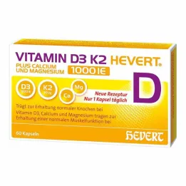Vitamin D3 K2 Hevert + Calcium and Magnesium 1000 IE κάψουλες, 60 τμχ