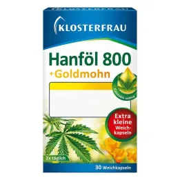 Klosterfrau λάδι κάνναβης 800 mg + μαλακές κάψουλες χρυσής παπαρούνας, 30 τμχ