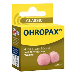 Κερί Ohropax Classic μπροστά στις ωτοασπίδες, 4 τεμάχια