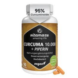 Curcuma 10.000 + πιπερίνη υψηλής δόσης vegan κάψουλες, 90 τμχ