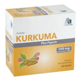 Κάψουλες κουρκουμά 500 mg + πιπερίνης, 180 κάψουλες